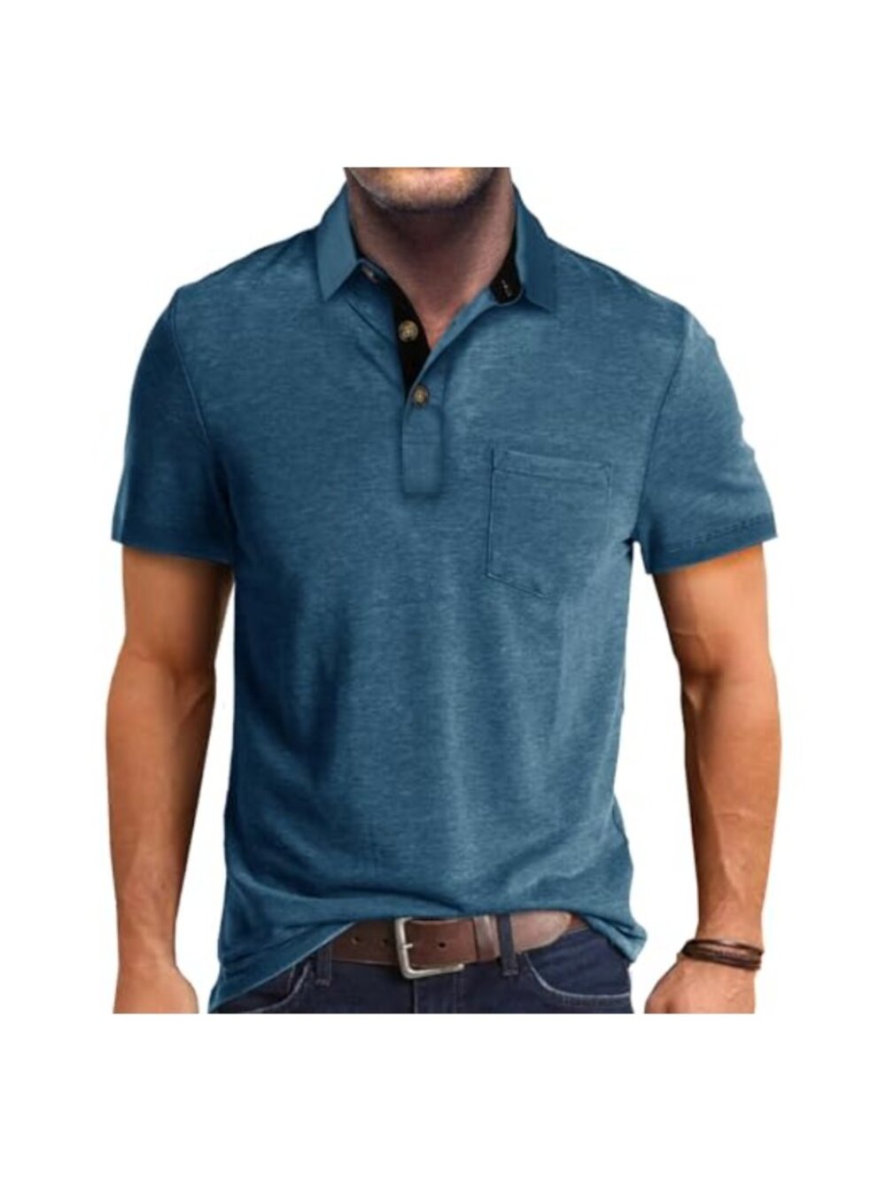 Men's Classic Fit Short Sleeve Polo Shirt Button Down Golf Casual Tee